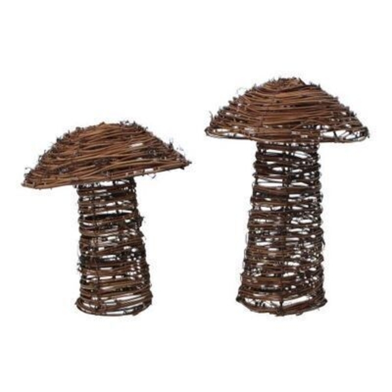 Twig and Wire Toadstool Ornament By Gisela Graham Mushroom ornament made from wire and brown twig. The perfect addition to your home for Easter. Set of two. By Gisela Graham.